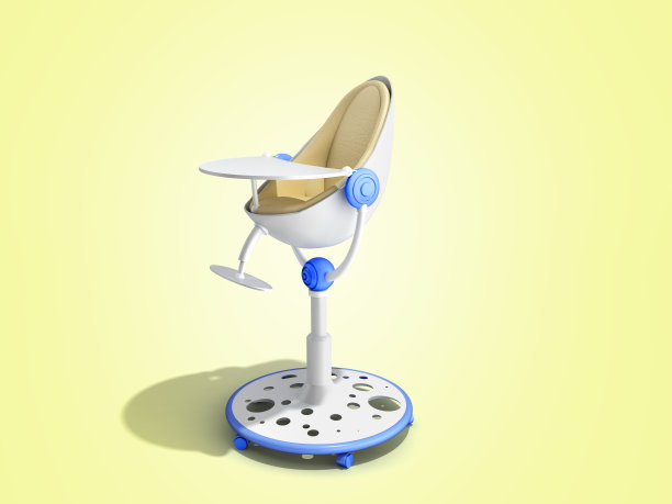 现代婴儿椅喂养3d渲染图像的广告上的颜色图片下载