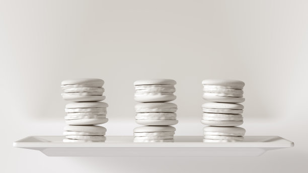 3个白色豪华Macaroon塔图片下载