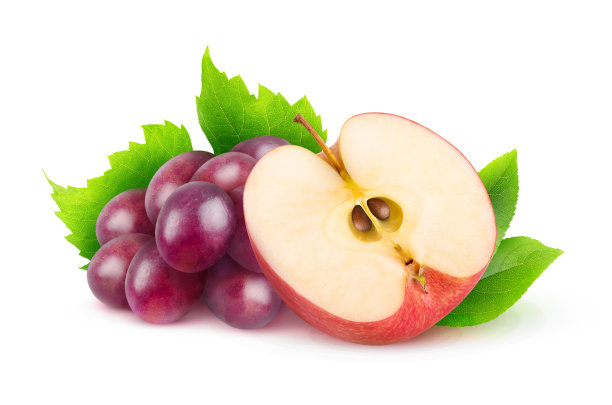 孤立的红葡萄和苹果图片下载