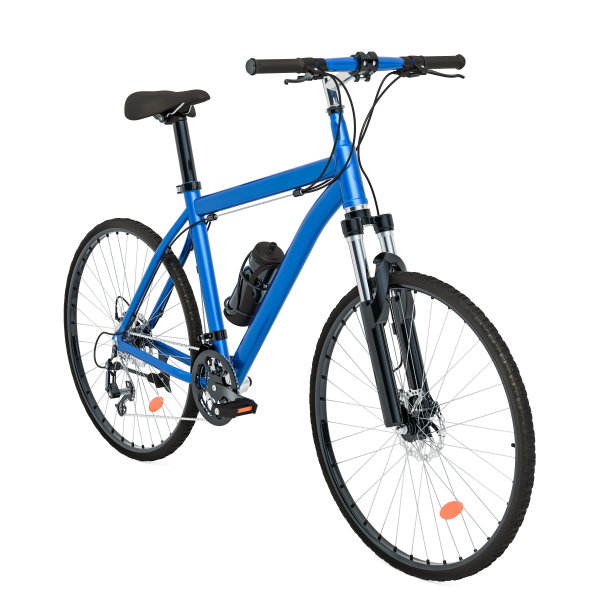 蓝色自行车，3D渲染孤立的白色背景图片下载