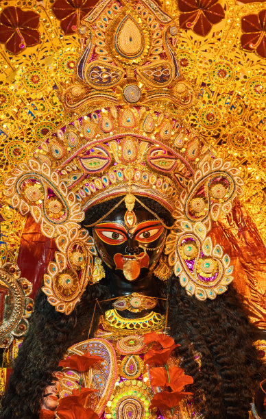 加尔各答排灯节期间的印度女神卡莉神像图片下载