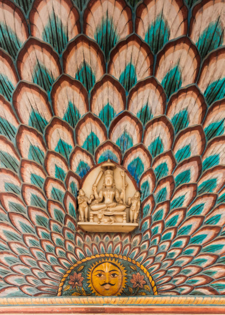 斋浦尔的印度喷漆门图片下载