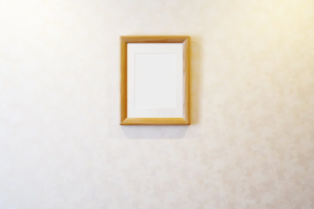 墙上空白的木制画框图片下载