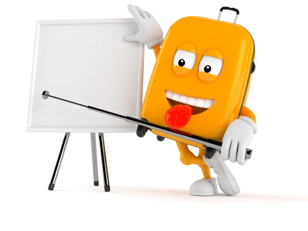 手提箱字符与空白白板图片下载