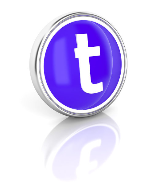 T图标上光滑的蓝色圆形按钮图片下载