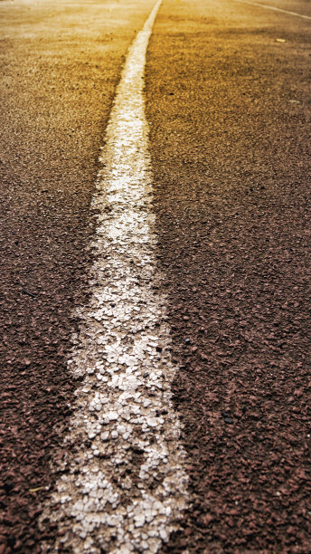 在阳光的照耀下，体育场的跑道上奔跑着图片下载