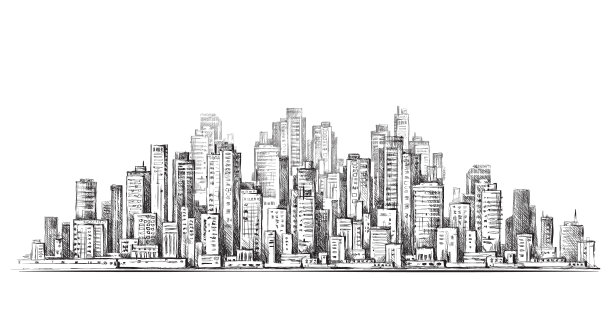 城市手绘，矢量图图片下载