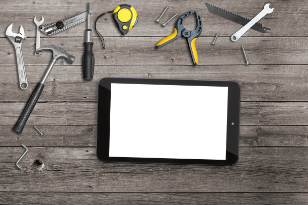 数字写字板上放满了建筑工具图片下载