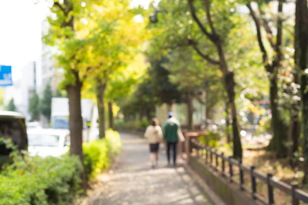 公园里模糊不清的情侣图片下载