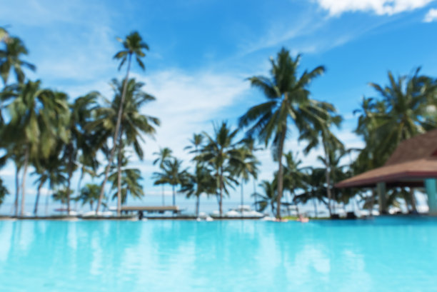 热带度假村游泳池抽象背景图片下载