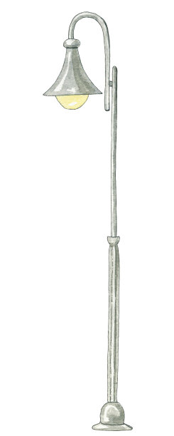 水彩卡通街灯图片下载