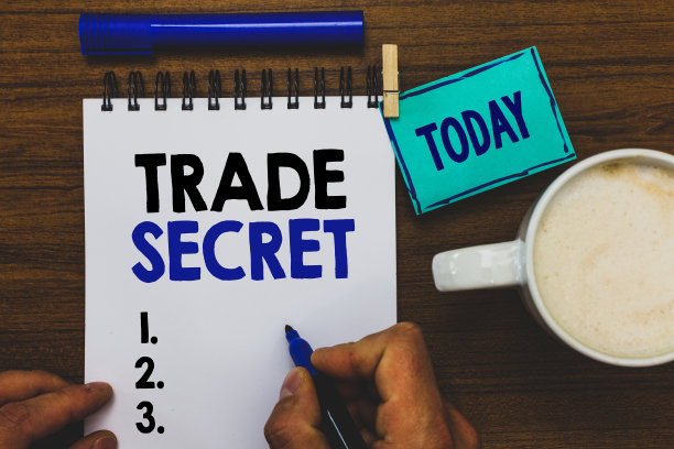 显示商业机密的手写概念。商业照片文字机密信息一款产品知识产权男人拿着马克笔笔记本衣服别针提醒木桌咖啡。图片下载