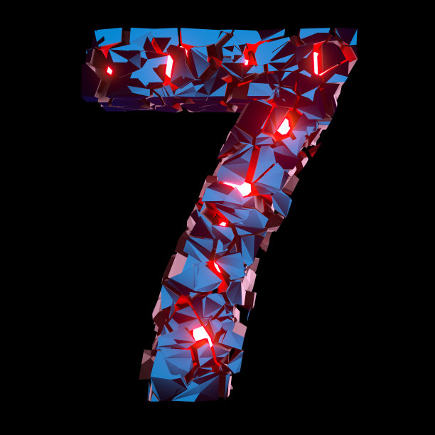 发光数字7由抽象的多边形形状组成图片下载
