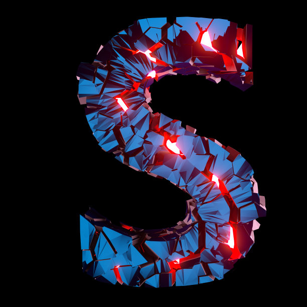 由抽象的多边形形状组成的发光字母S图片下载