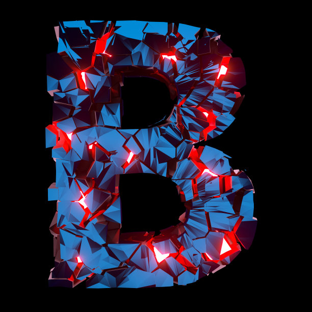 由抽象的多边形形状组成的发光字母B图片下载