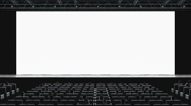 电影院大厅与礼堂观看电影的空白屏幕模型图片下载