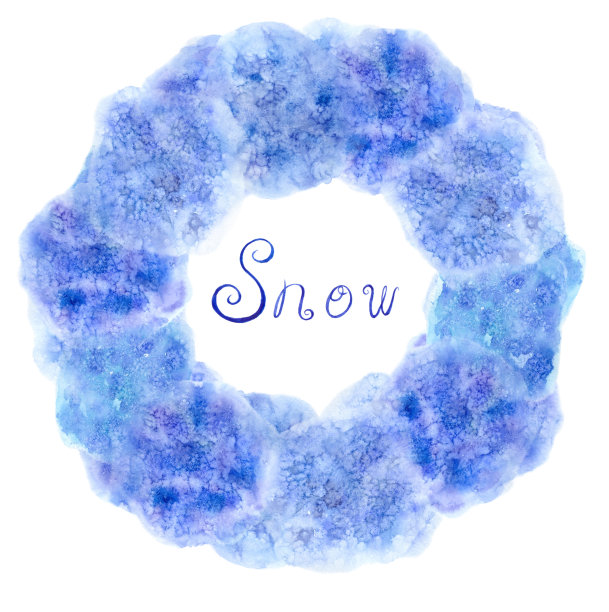 水彩圣诞冬季框架与雪花和雪字图片下载