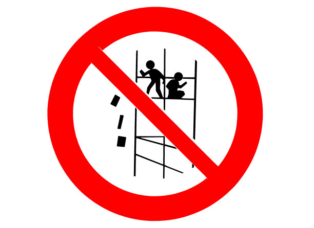 施工现场指示牌、警告标志:不要从脚手架上抛掷材料图片下载