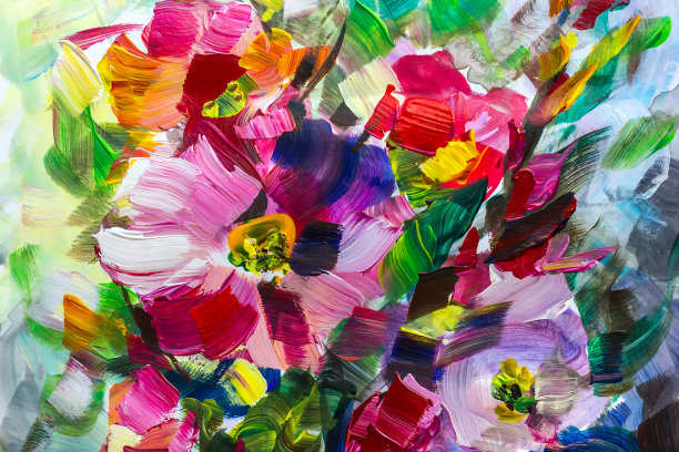 油画，印象派风格，花画，静物画帆布，图片下载