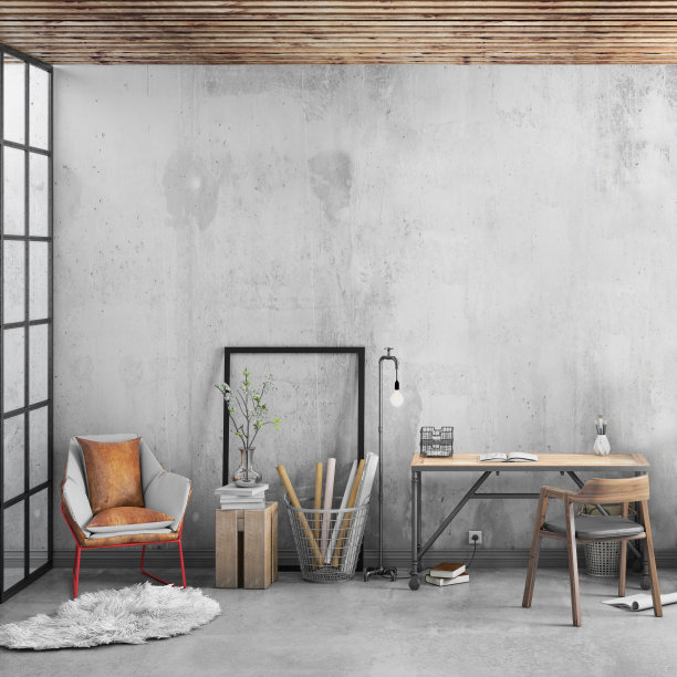 当代家庭办公室室内与画框背景模板图片下载