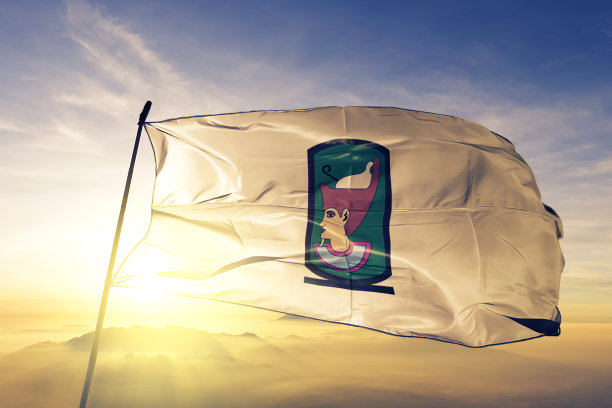 埃及索哈格省旗帜在雾气中飘扬图片下载