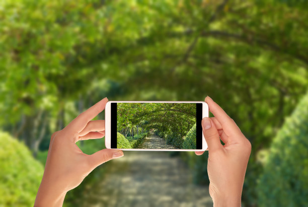 游客在小道上拍了一张照片图片下载