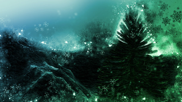 圣诞冬季景观在山上图片下载