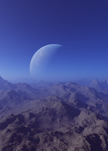 3d渲染的空间艺术:外星星球-一个幻想的景观图片下载