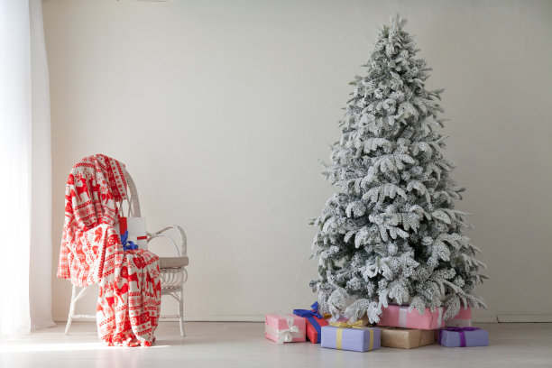 新年冬季圣诞假期圣诞树的背景装饰礼物图片下载