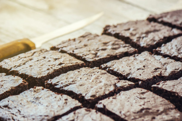 巧克力布朗尼。自制烘焙。有选择性的重点。食物。图片下载