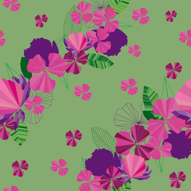 花卉无缝矢量图案对角几何背景图片下载