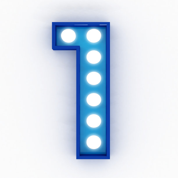 灯泡霓虹灯数字3d渲染图片下载