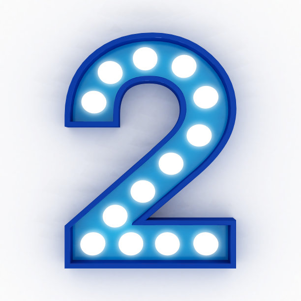 灯泡霓虹灯数字3d渲染图片下载