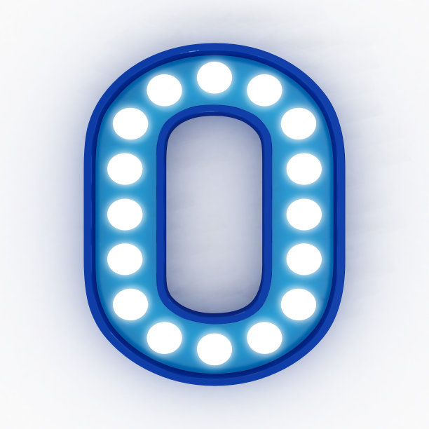 灯泡霓虹灯数字3d渲染图片下载