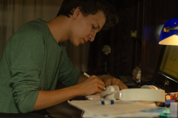 少年正在做家庭作业图片下载