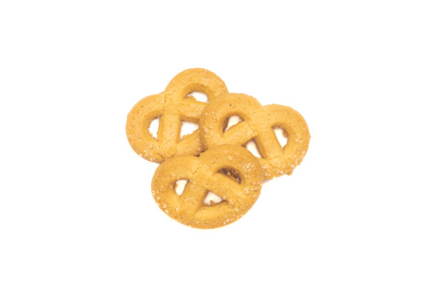 顶视图的三个黄油曲奇在白色的背景。图片下载