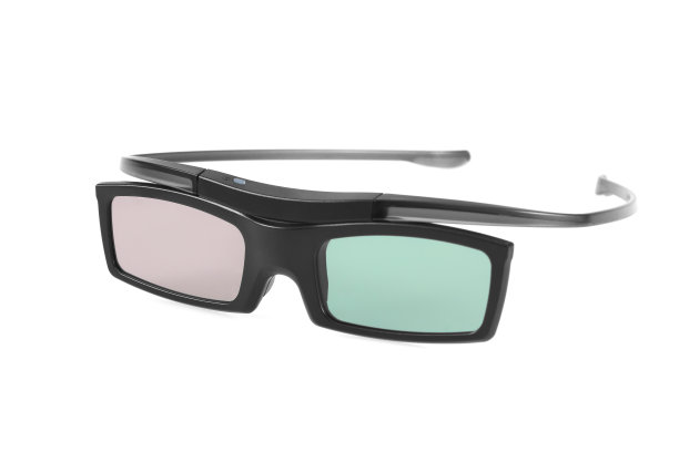 电子三维眼镜液晶电视隔离在白色背景图片下载