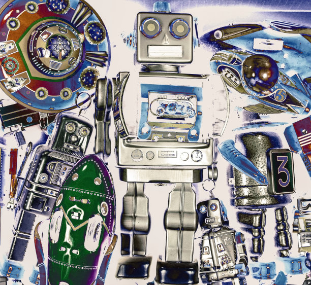 超现实机器人和UFO玩具图片下载