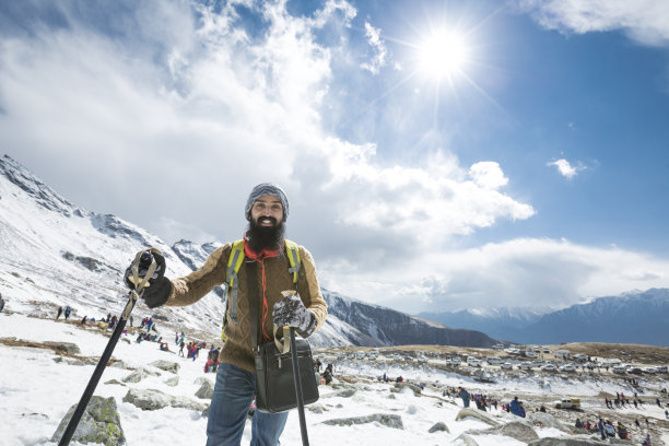 远足者欣赏的观点-股票图像图片下载