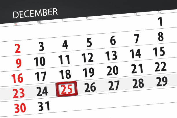 2018年12月的日历计划，截止日期，星期二，25，圣诞节图片下载