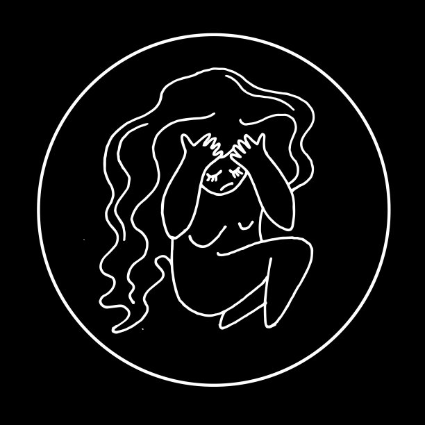 女孩很沮丧。在黑色的背景上。矢量插图。图片下载