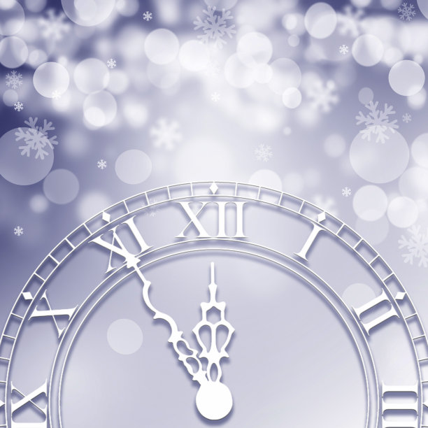 美丽的新年背景与时钟图片下载