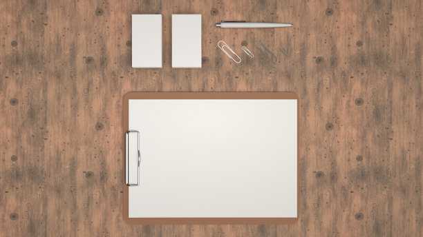 剪贴板，名片，回形针和笔图片下载