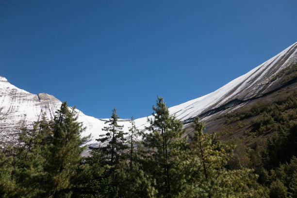 全景天堂之门或斯瓦加德瓦在安纳普尔纳环路徒步旅行，安纳普尔纳保护区，喜马拉雅山，尼泊尔图片下载