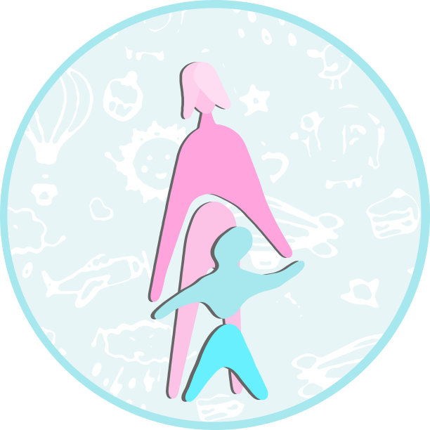 白色背景上的抽象母婴图片下载