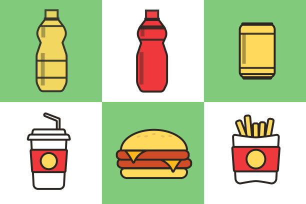 快餐，汉堡，经典的汉堡，土豆，法式软饮料图片下载