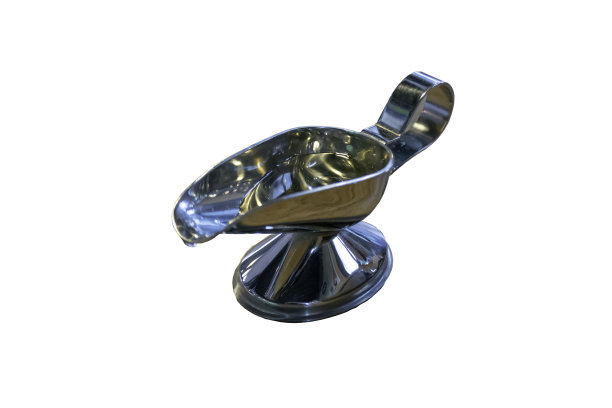 不锈钢杯糖浆在白色的背景。图片下载