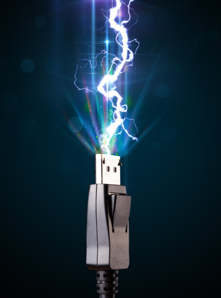 有发光闪电的电缆图片下载