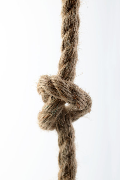 绳结上孤立的白色图片下载