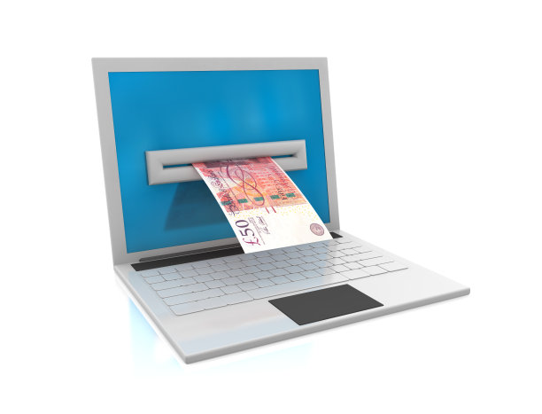 3d笔记本电脑和钞票图片下载